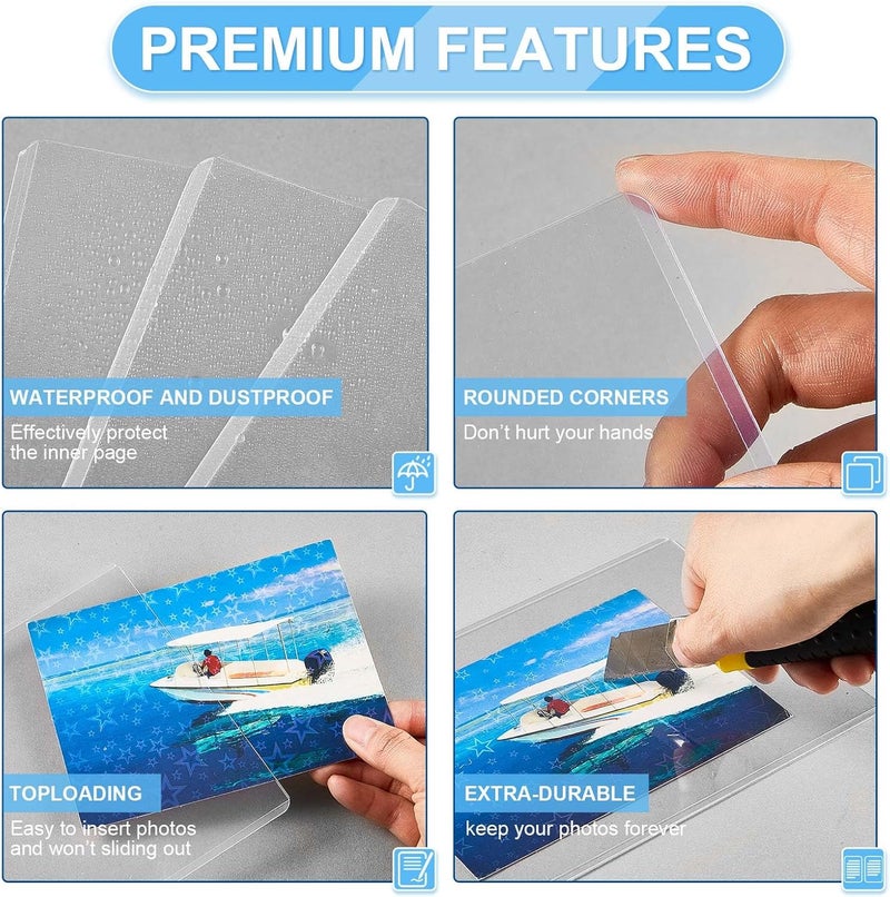 Teling 10 Pcs 5" x 7" Photo Sleeves Rigid Card Protectors Clear Waterproof Hard Plastic Page Sheet Protectors Top Loading Rigid Photo Card Postcard Sleeves for Album Paper Document Holder - Image 3